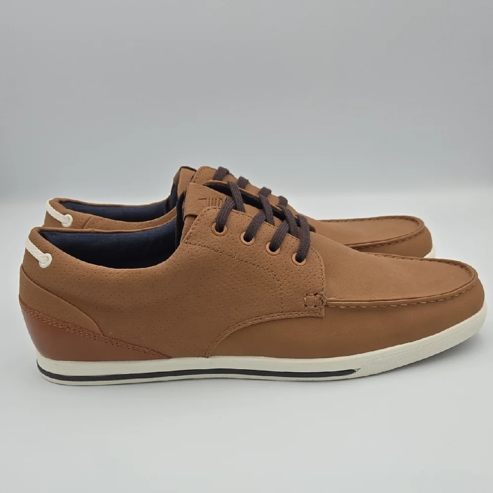 Aldo Men's Casual Boat Shoes, Brown with white sole, Size 10.5